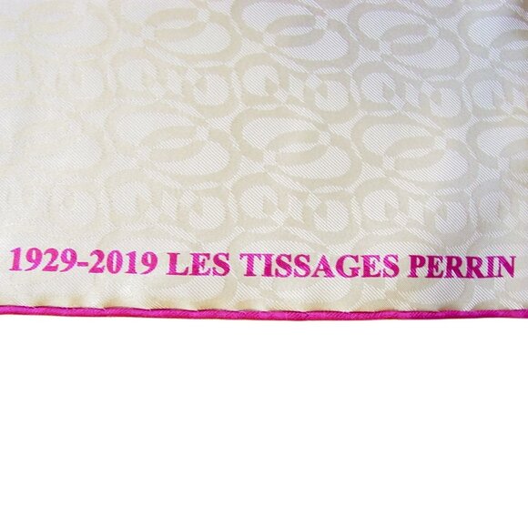 LES TISSAGES PERRIN Silk Jacquard Checkered Anniversary Scarf 1929-2019 - MINT - Picture 5 of 5